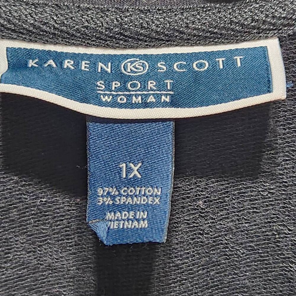 Karen Scott Sport Woman full zip jacket black cotton 1X - Picture 3 of 4